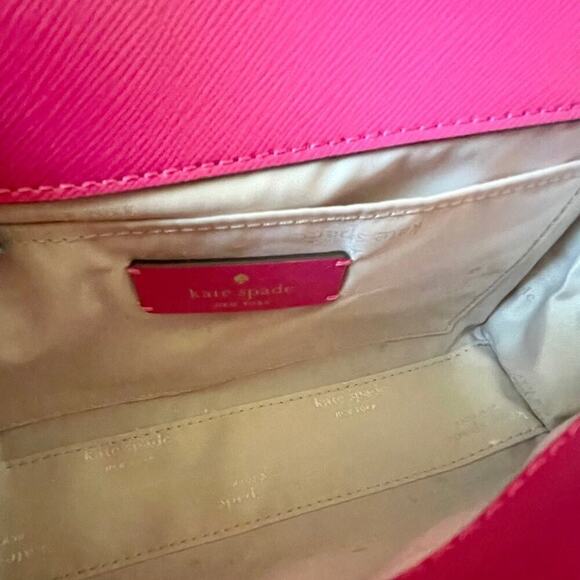 KATE SPADE CROSSBODY SHOULDER BAG LEATHER HOT PINK GOLDEN ACCENTS SOPHISTICATED - Picture 5 of 11